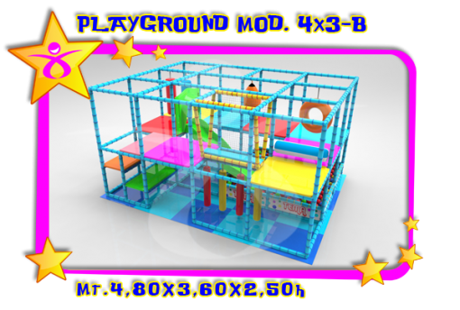 PLAYGROUND 4X3 MODELLO B giostra con scivolo, ciambelle e accessori vari