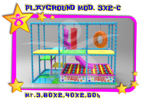 PLAYGROUND 3X2 Scivolo interno. Progettazione Giostre su misura per Ludoteche, sale Feste e aree Giochi